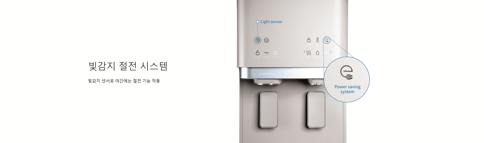 미국 코웨이 CHPI-620L 스탠드형 얼음정수기 동부지역 공식 렌탈 판매처 - 빛감지 절전 시스템